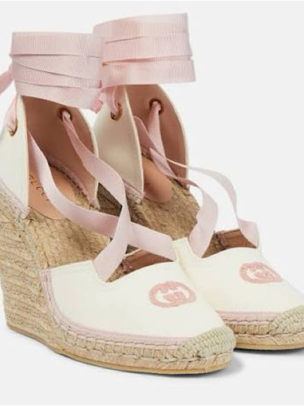 🆕 gucci gg canvas espadrilles wedge ankle strap